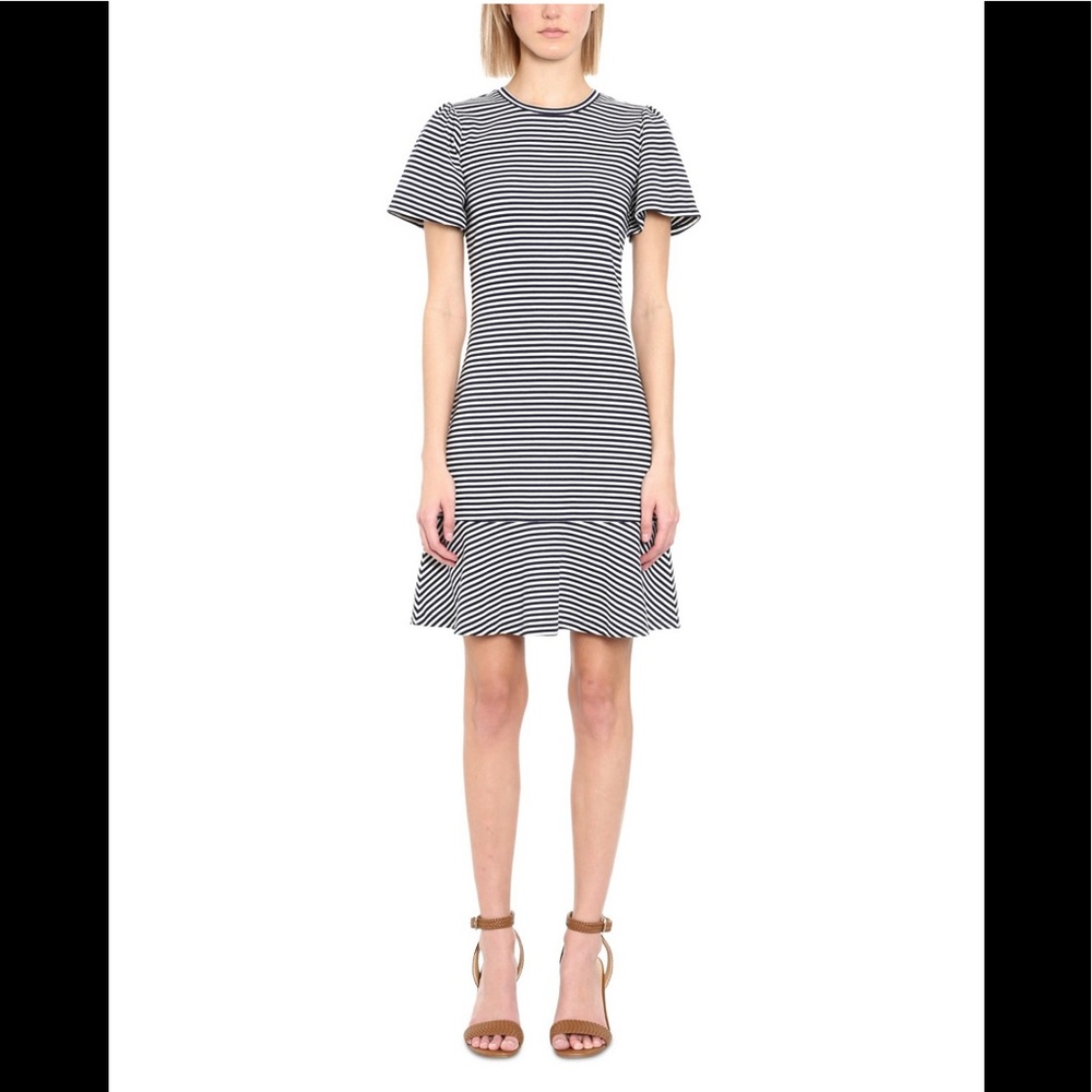 NWT Michael Kors Striped Flutter Sleeve Dress (XL)